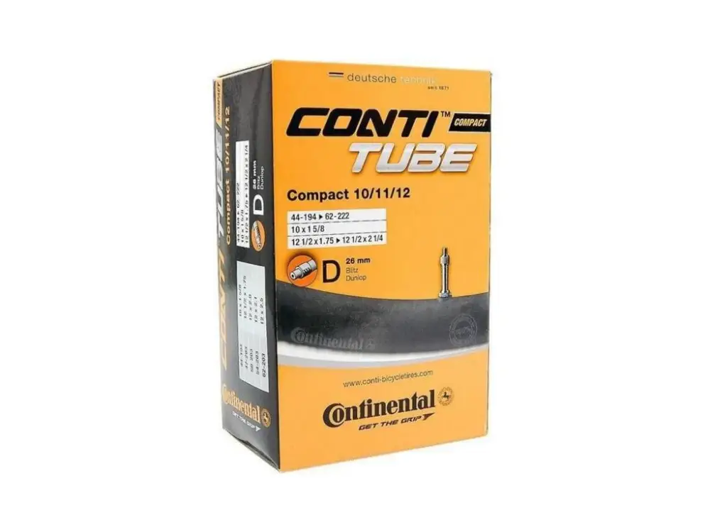 Vysoce Kvalitní duše Continental Compact 10/12 DV dunlop ventil