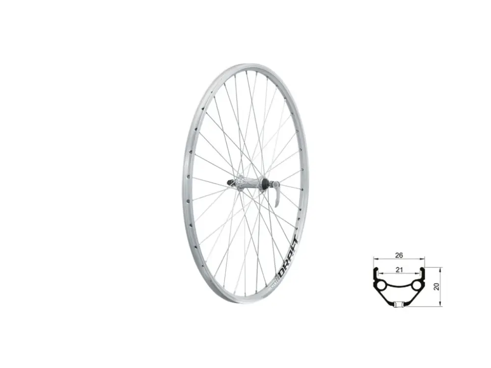 Zlevněný KLS zapletené kolo přední 28/29" DRAFT V-brake (šířka 21 mm) stříbrné