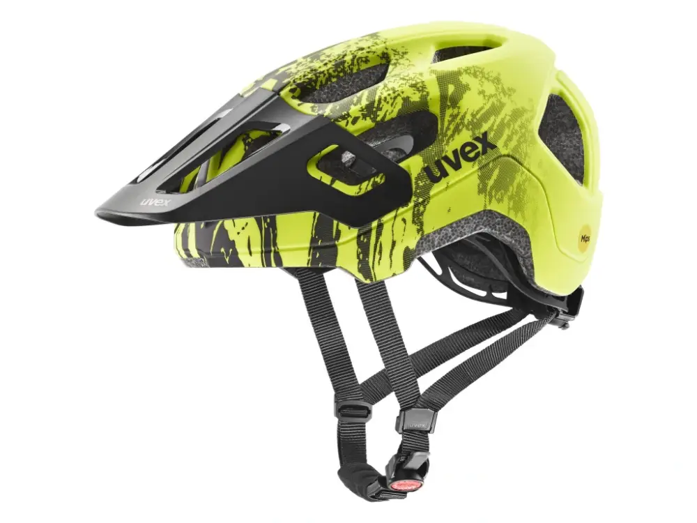 Uvex helma dětská React jr. MIPS (lime-black) Zlevněný