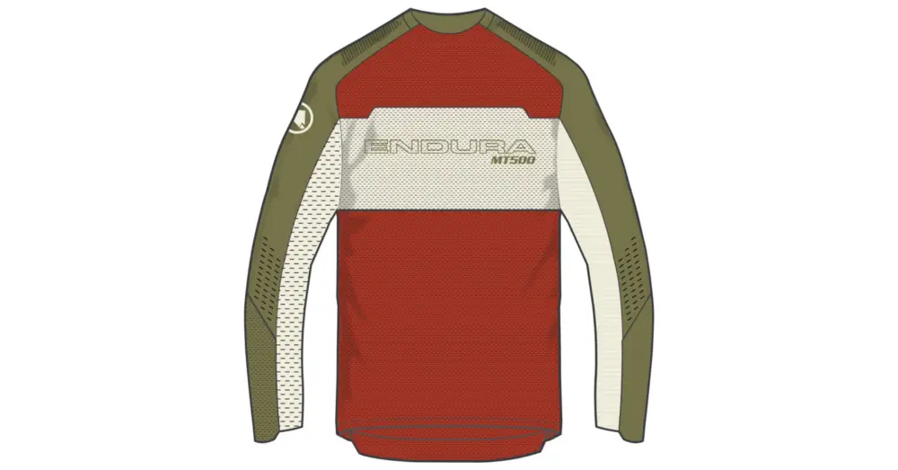 Hit Sezóny Dres s dlouhým rukávem ENDURA MT500 Burner Lite Brick Red