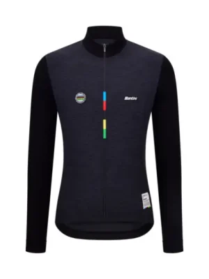 Originální Dres s dlouhým rukávem SANTINI UCI WCH Mondo Black