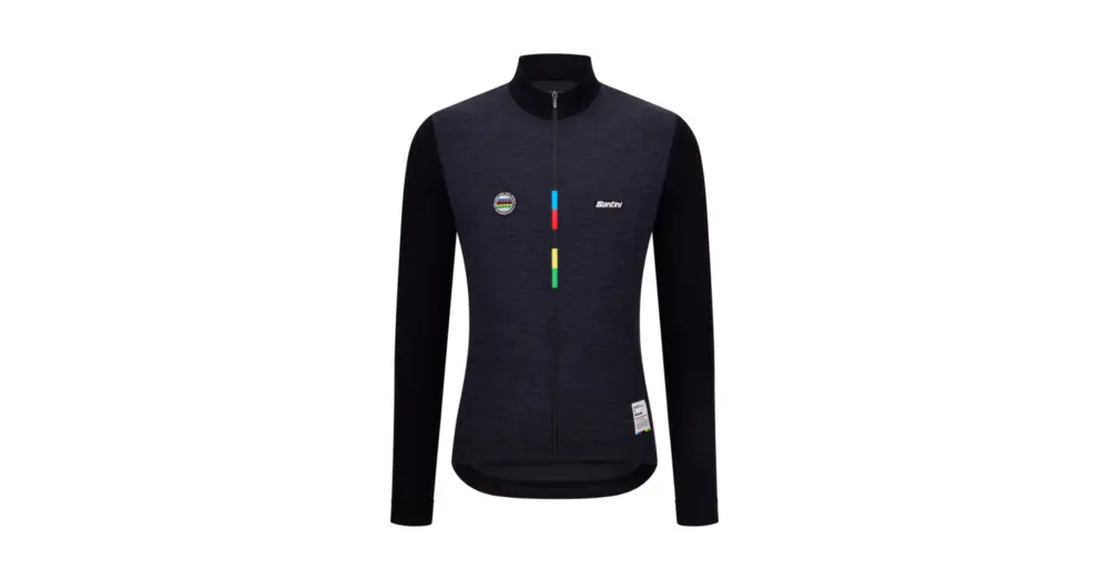 Originální Dres s dlouhým rukávem SANTINI UCI WCH Mondo Black