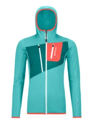 Doprava Zdarma Dámská mikina s kapucí ORTOVOX Fleece Grid Ice Waterfall