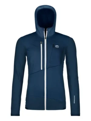 Zlevněný Dámská mikina s kapucí ORTOVOX Fleece Grid Hoody Deep Ocean
