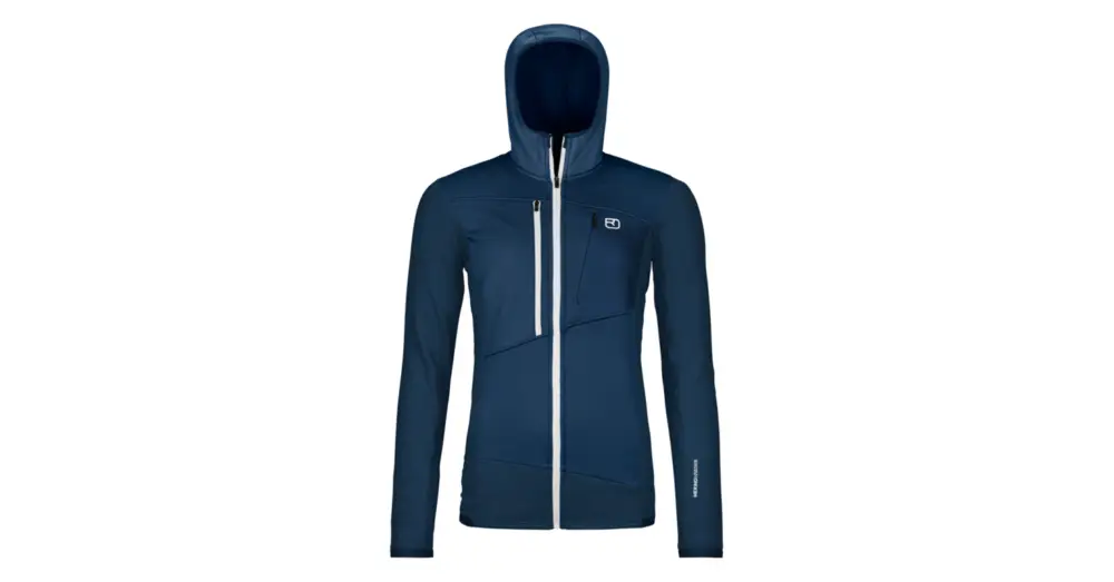 Zlevněný Dámská mikina s kapucí ORTOVOX Fleece Grid Hoody Deep Ocean