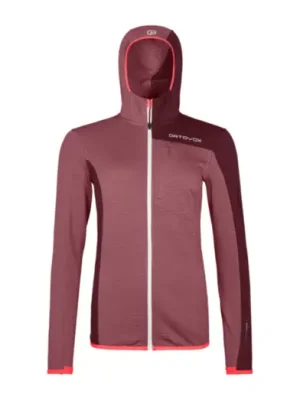 Dámská mikina s kapucí ORTOVOX Fleece Light Grid Mountain Rose Levný