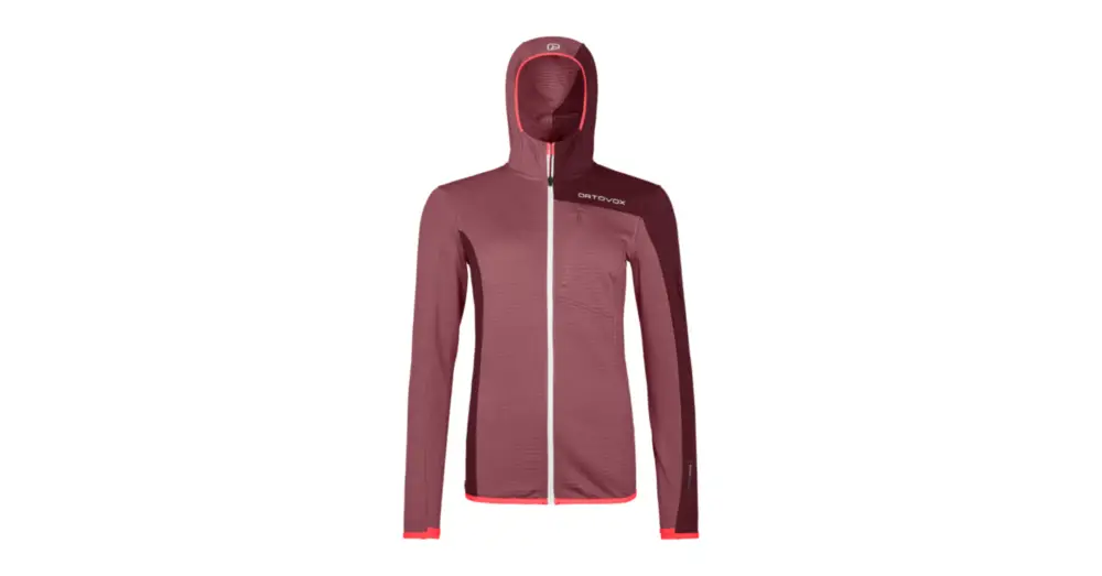Dámská mikina s kapucí ORTOVOX Fleece Light Grid Mountain Rose Levný