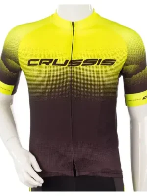 Sleva Cyklistický dres CRUSSIS krátký rukáv - černá/žlutá