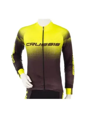Cyklistický dres CRUSSIS, dlouhý rukáv černá/žlutá Nejprodávanější