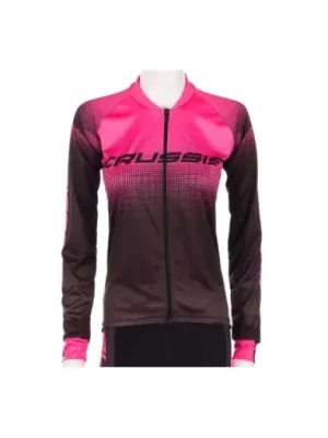 Rychlé Dodání Dámský cyklistický dres CRUSSIS, dlouhý rukáv černá/růžová