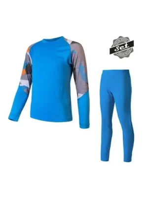 SENSOR -dětský triko dl.rukáv + spodky MERINO IMPRESS SET modrá/camo 140 Super Cena