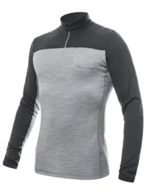Jen Po Omezenou Doba SENSOR - triko zip MERINO BOLD šedá/antracitová L