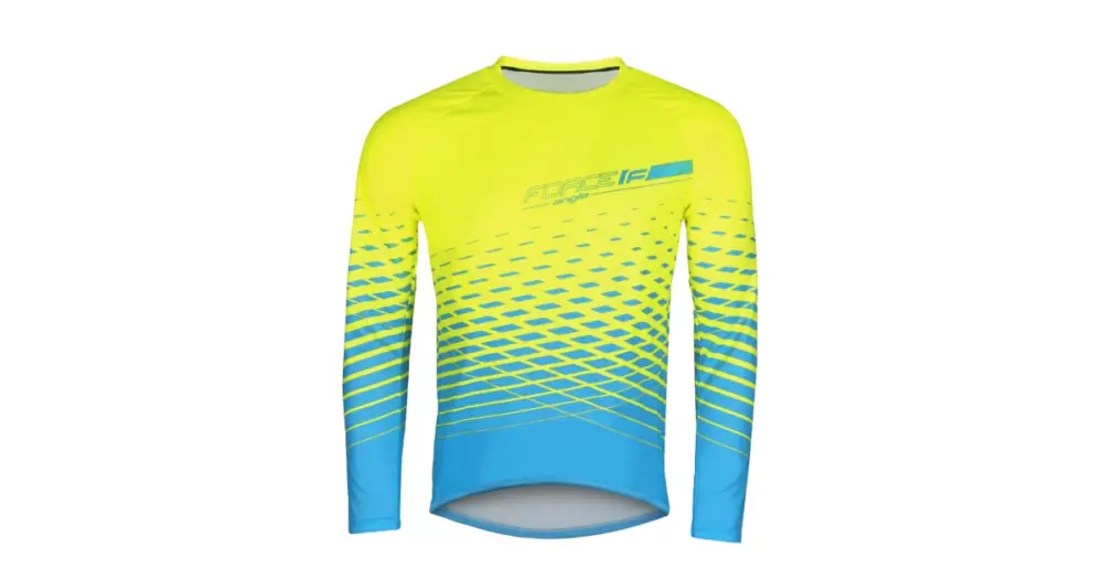 FORCE - dres MTB ANGLE dl. rukáv, fluo-modrý S Levný