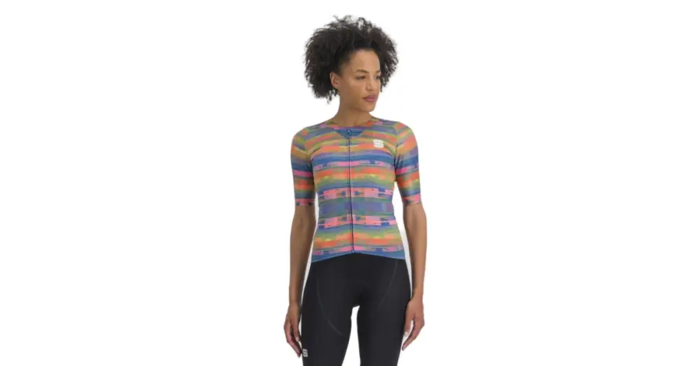 SPORTFUL - dámský dres Glitch w bomber jersey, multicolor papaya M Poslední Šance
