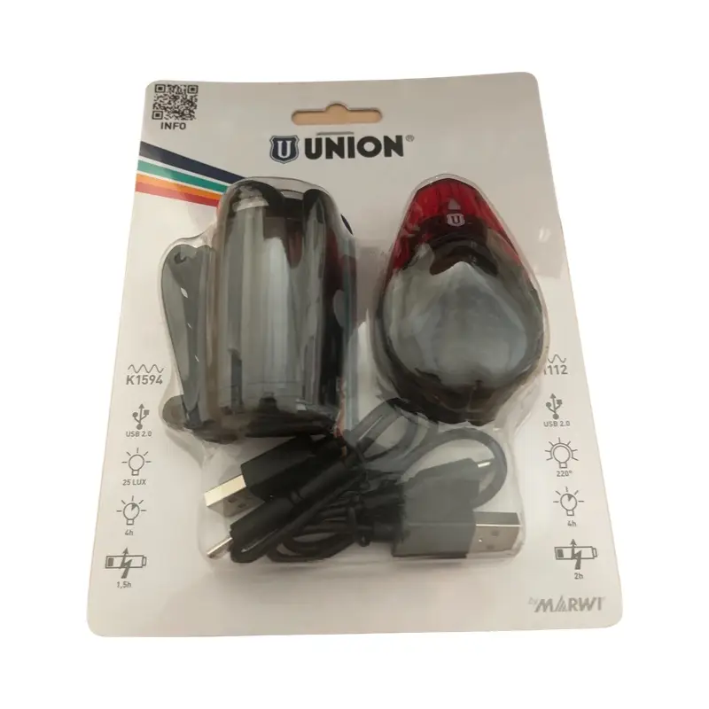 Světlo přední a zadní diodové UN-200 + UN-210, USB, černé Expresní Doručení