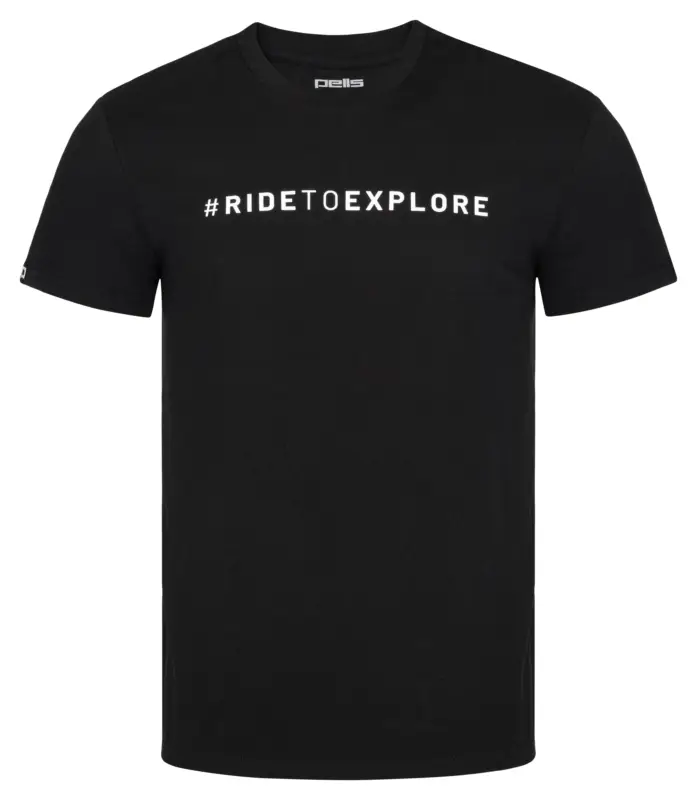 Vysoce Kvalitní Triko PELLS Journey s logem #RIDETOEXPLORE Black - XL
