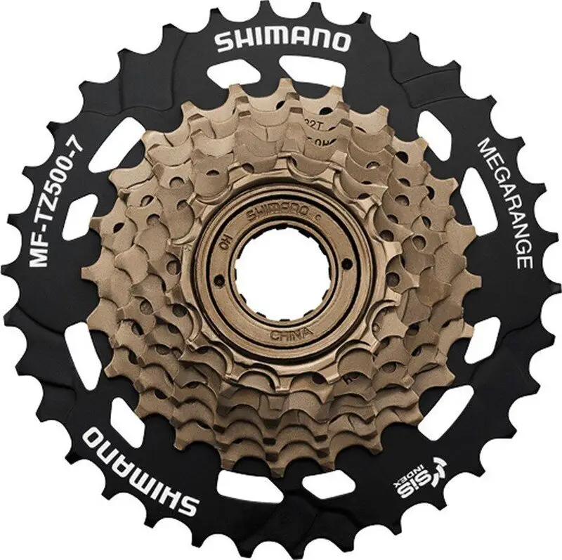 7-kolo SHIMANO MF-TZ500 14-34 zubů Megarange, hnědé/černé Ověřený