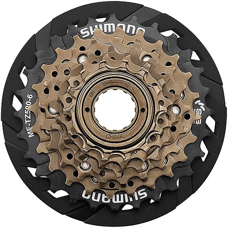 7-kolo SHIMANO MF-TZ500 14-28 zubů, hnědé/černé, s krytem paprsků Víkendová Akce