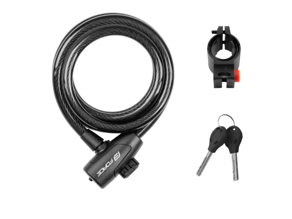 Force zámek STRONG spirálový s držákem 180cm/12mm Black Rychlé Dodání